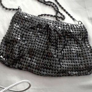 Sequin Evening Shoulder Bag, Zipper Pull Marked FDC
